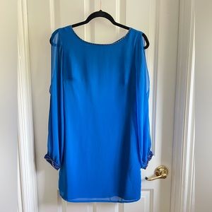 Ark & Co Royal Blue Long-sleeved Beaded Dress